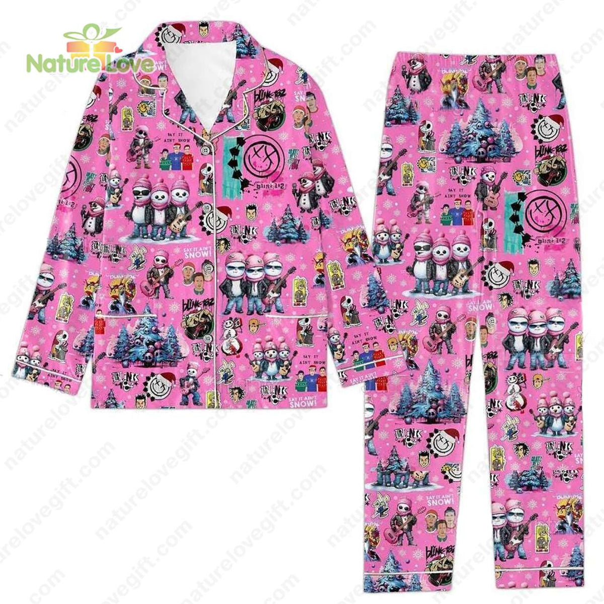 Can’t Go Back Blink 182​ Pajamas Christmas Pink Pajamas Set