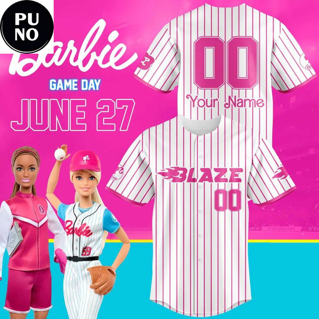 Carolina Blaze x Barbie Game Day 2026 Personalized Baseball Jersey
