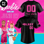 Carolina Blaze x Barbie Game Day 2026 Personalized Baseball Jersey