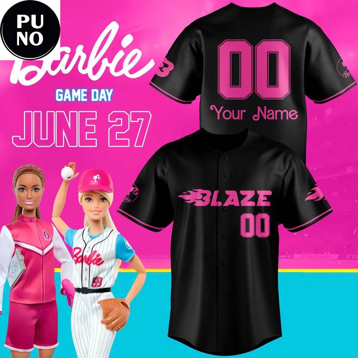 Carolina Blaze x Barbie Game Day 2026 Personalized Baseball Jersey