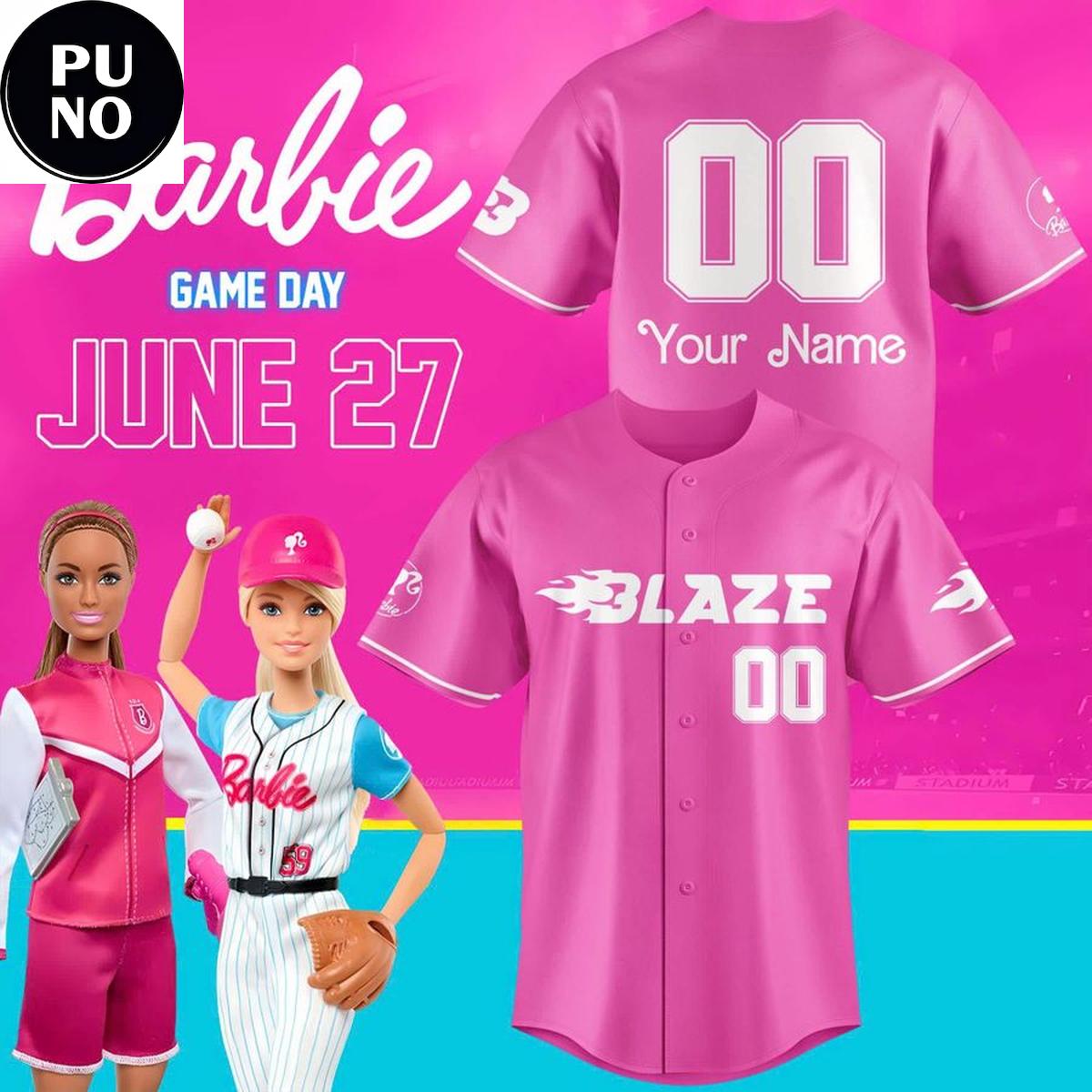 Carolina Blaze x Barbie Game Day 2026 Personalized Baseball Jersey