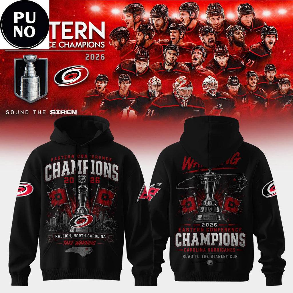 Carolina Hurricanes 2026 Eastern Conference Champions Take Warning Hoodie T-Shirt