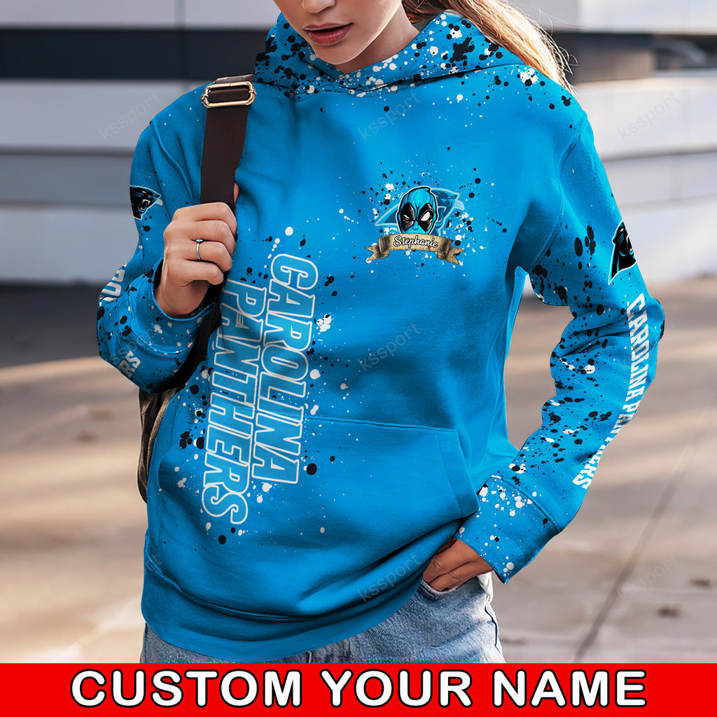 Custom NFL Carolina Panthers Hoodie Leggings Rock Paper Scissors Throat Punch I Win Hoodie