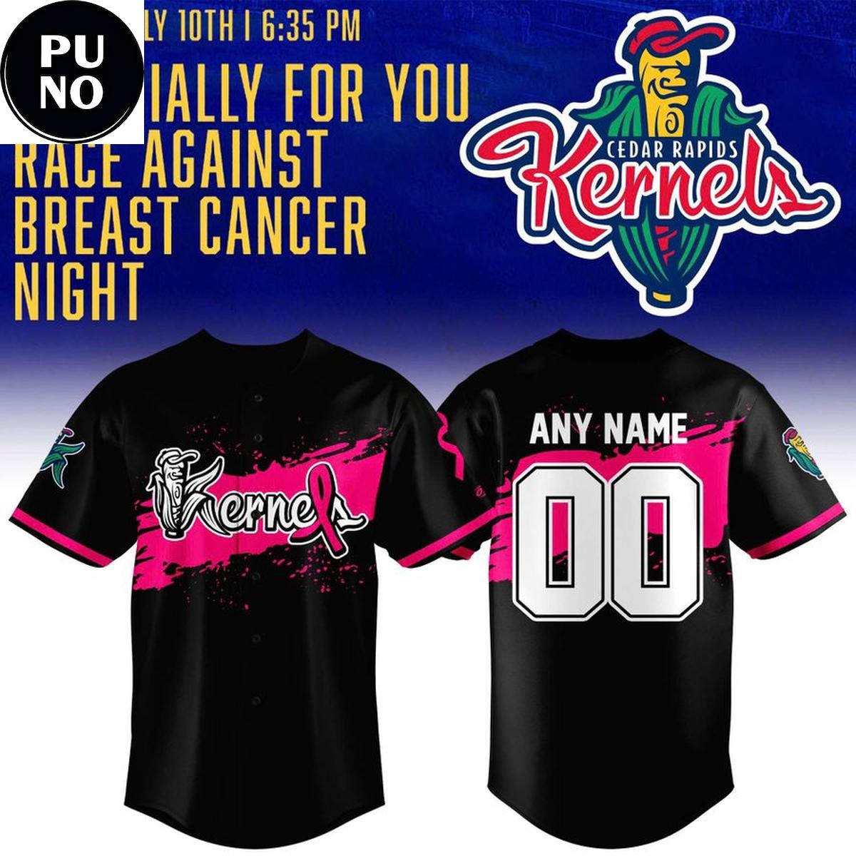 Cedar Rapids Kernels Breast Cancer 2026 Pink Ribbon Personalized Baseball Jersey