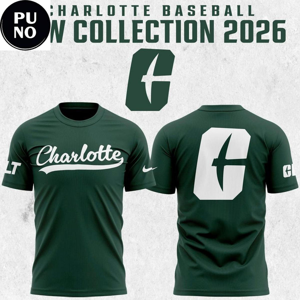 Charlotte 49ers Baseball New Look 2026 Green Hoodie T-Shirt