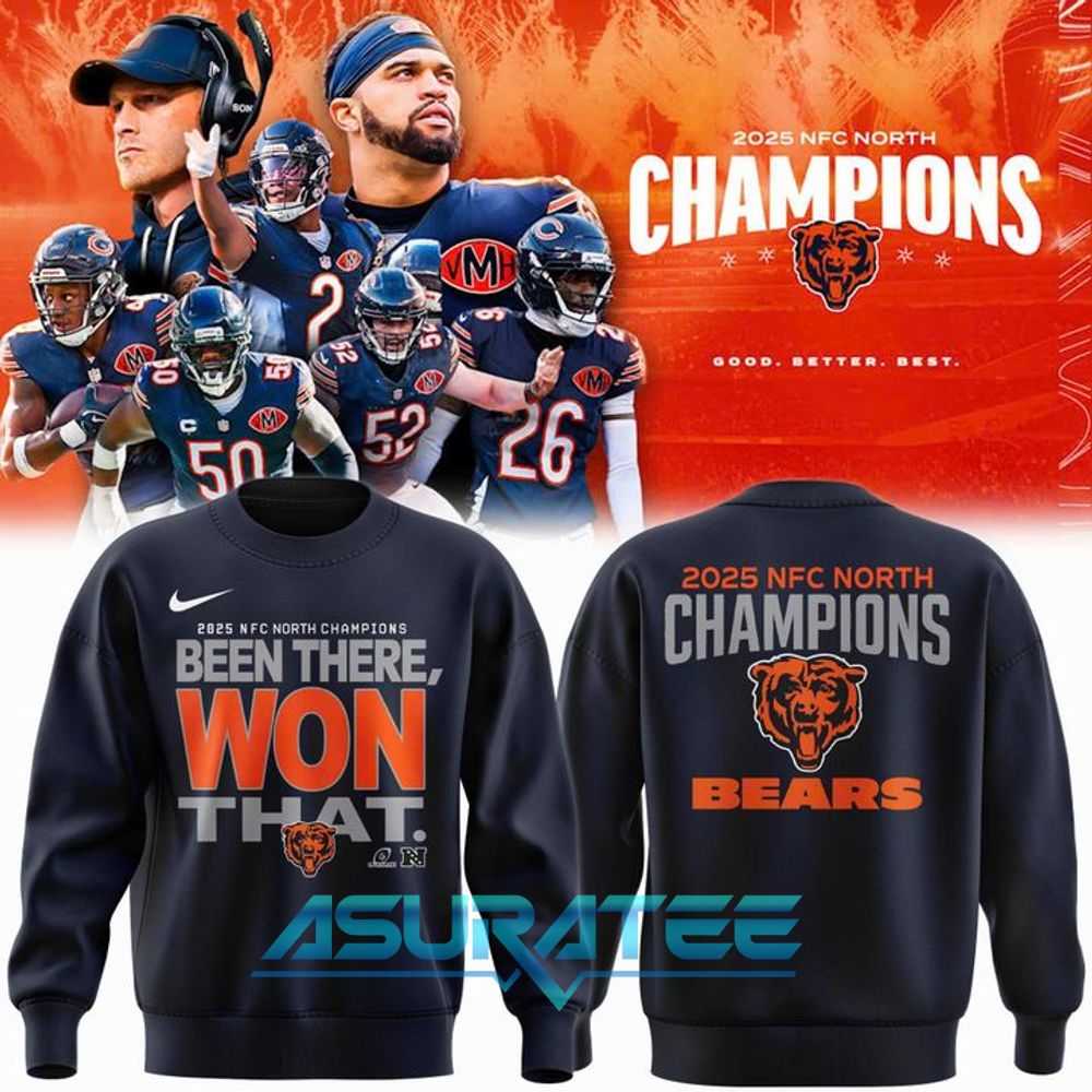 Chicago Bears 2025 NFC North Division Champions “Been There Won That” Navy Sweatshirt