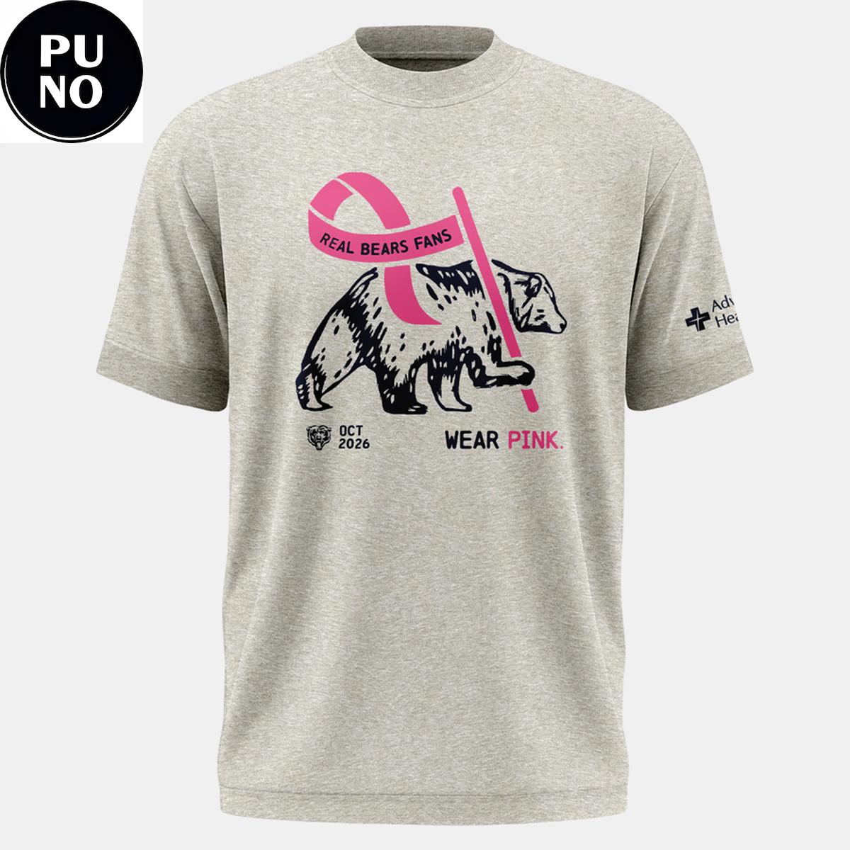 Chicago Bears 2026 Real Bears Fans Wear Pink T-Shirt