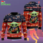 Chicago Bears Baby Yoda Hug The Ball Christmas Ugly Sweater