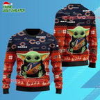 Chicago Bears Baby Yoda Hug The Ball Christmas Ugly Sweater