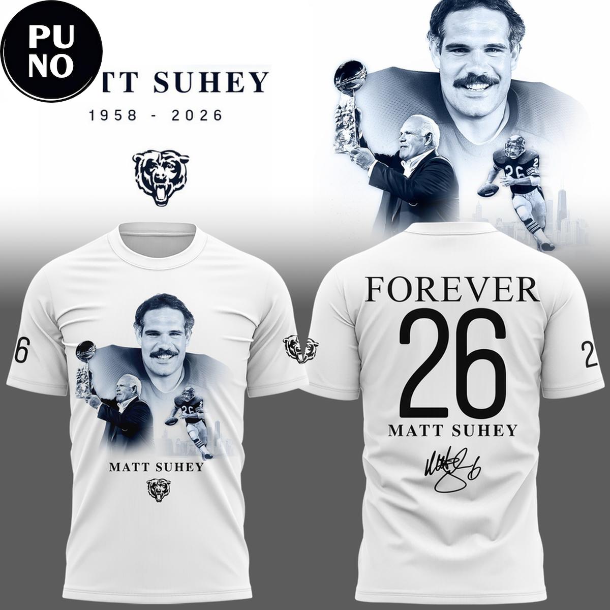 Chicago Bears Forever Matt Suhey 1958-2026 T-Shirt