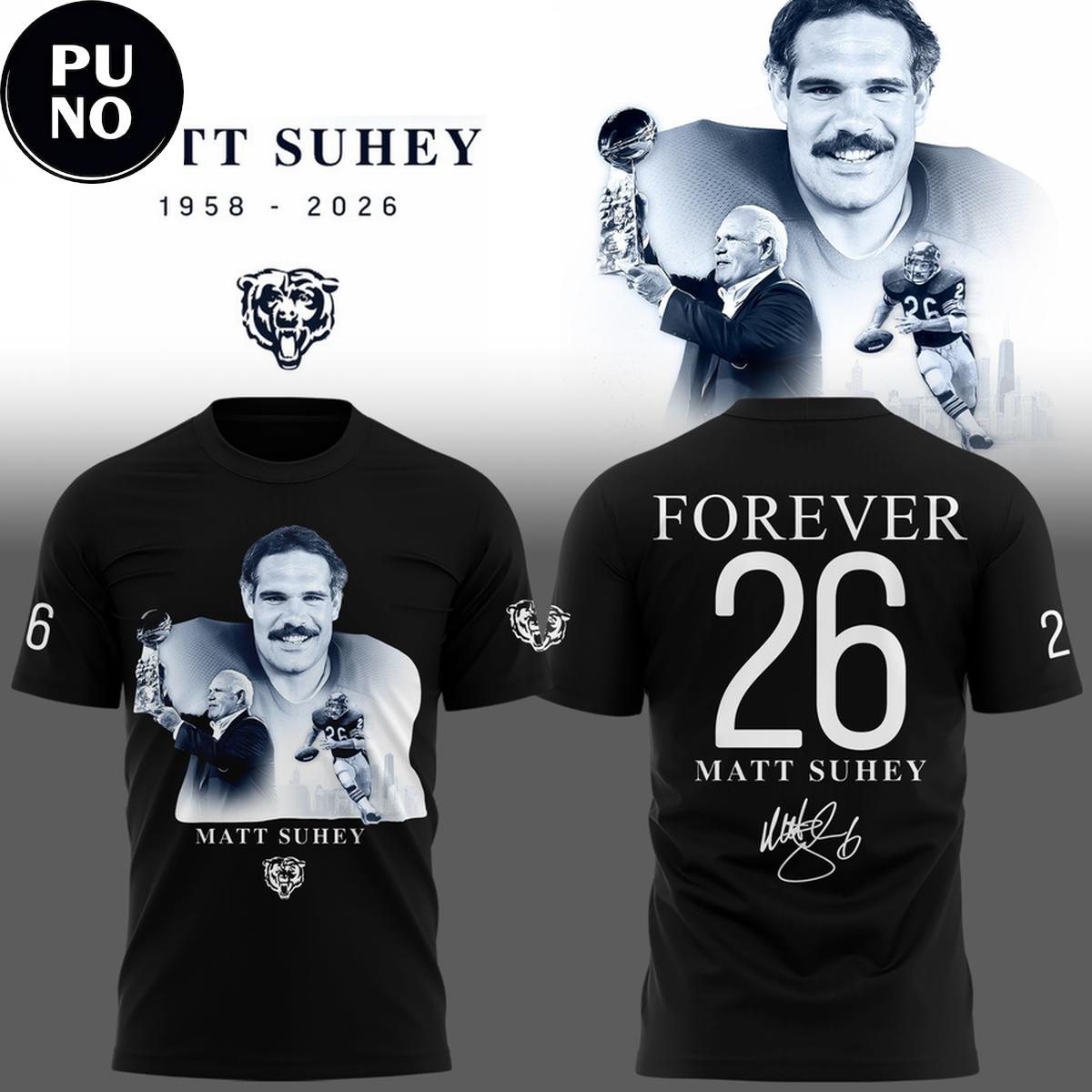 Chicago Bears Forever Matt Suhey 1958-2026 T-Shirt