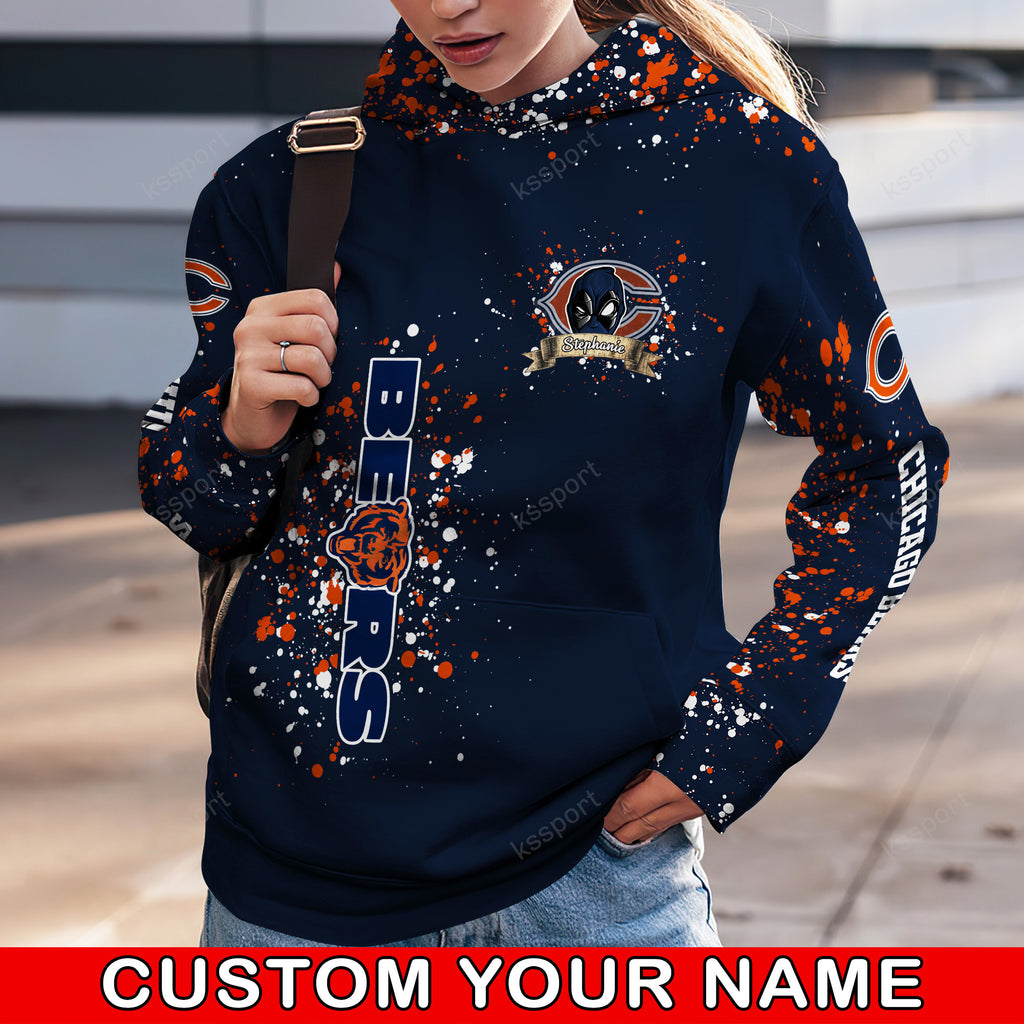 Custom NFL Chicago Bears Hoodie Leggings Rock Paper Scissors Throat Punch I Win Hoodie