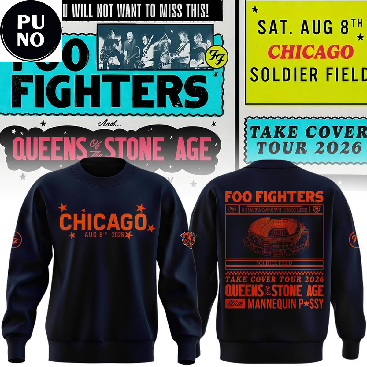 Chicago Bears x Foo Fighters Tour 2026 Hoodie T-Shirt