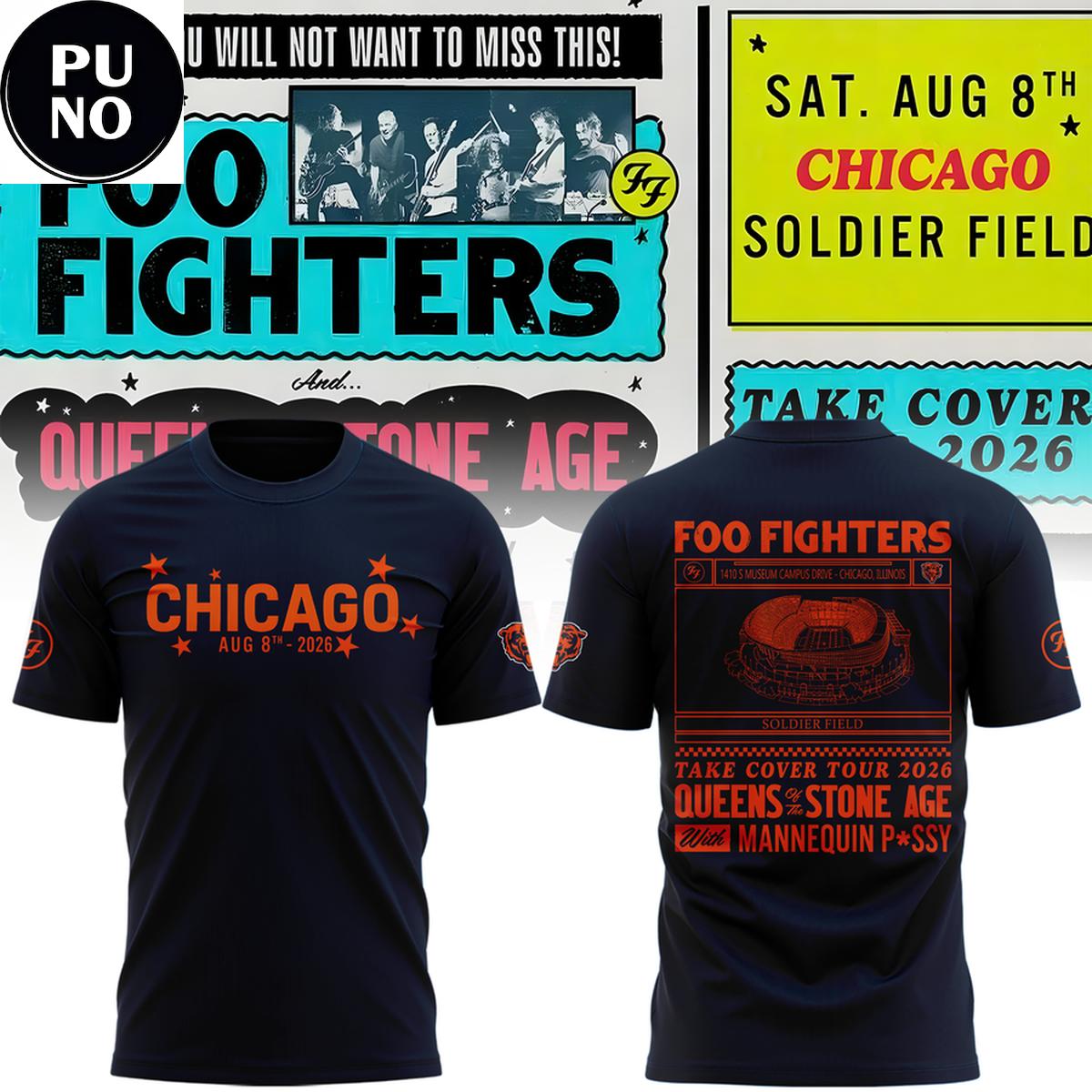 Chicago Bears x Foo Fighters Tour 2026 Hoodie T-Shirt