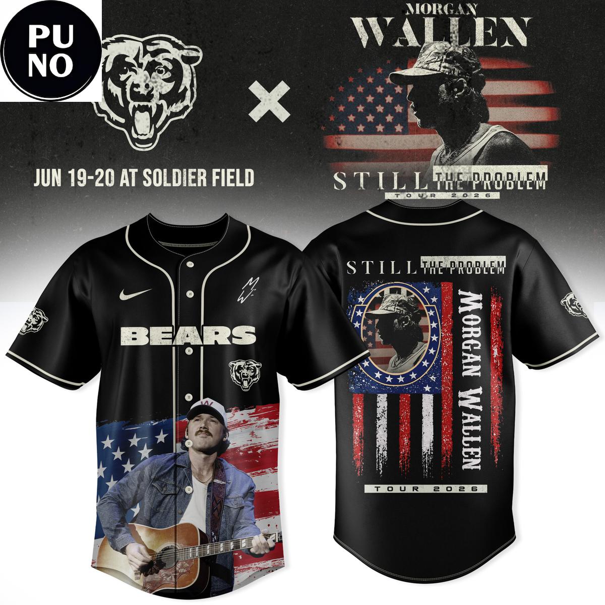 Chicago Bears x Morgan Wallen Still The Problem Tour 2026 Baseball Jersey