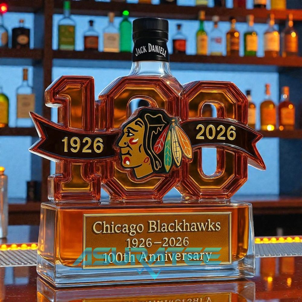 Chicago Blackhawks 100th Anniversary Whiskey Bottle 2026