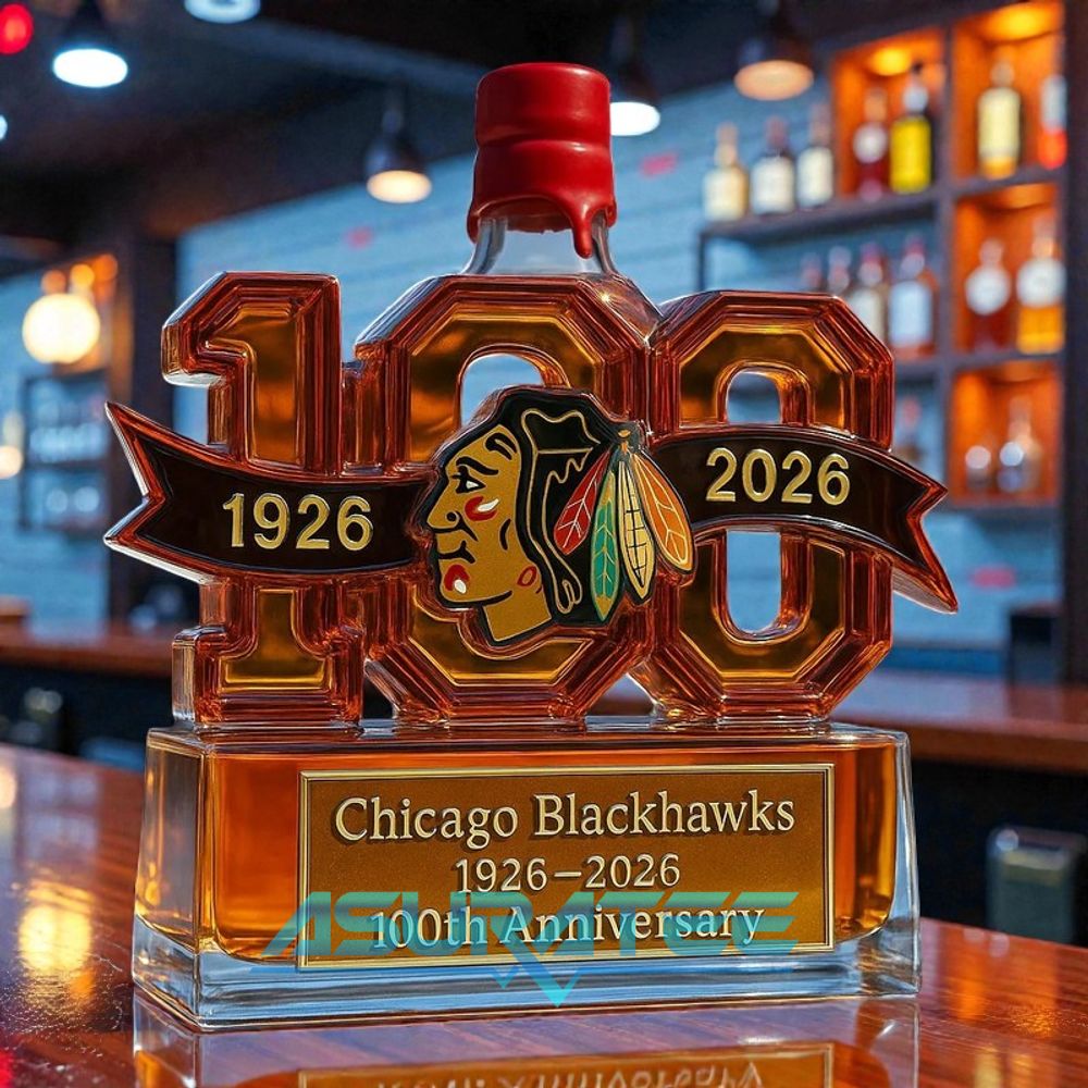 Chicago Blackhawks 100th Anniversary Whiskey Bottle 2026