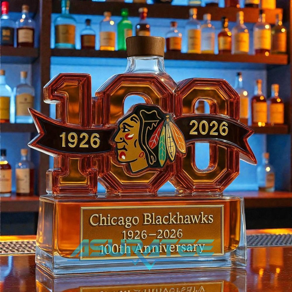 Chicago Blackhawks 100th Anniversary Whiskey Bottle 2026