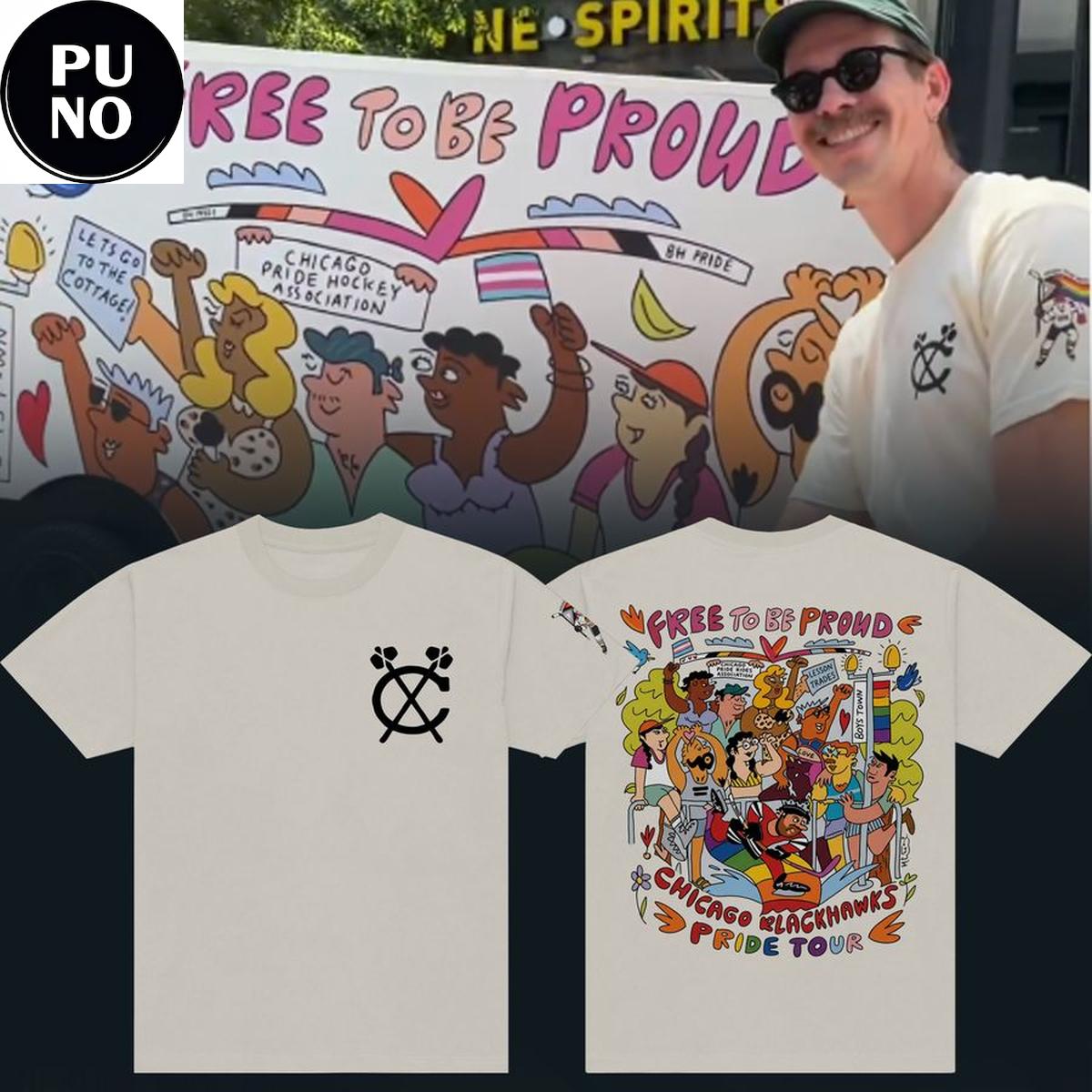 Chicago Blackhawks x Pride Night 2026 Free To Be Proud T-Shirt