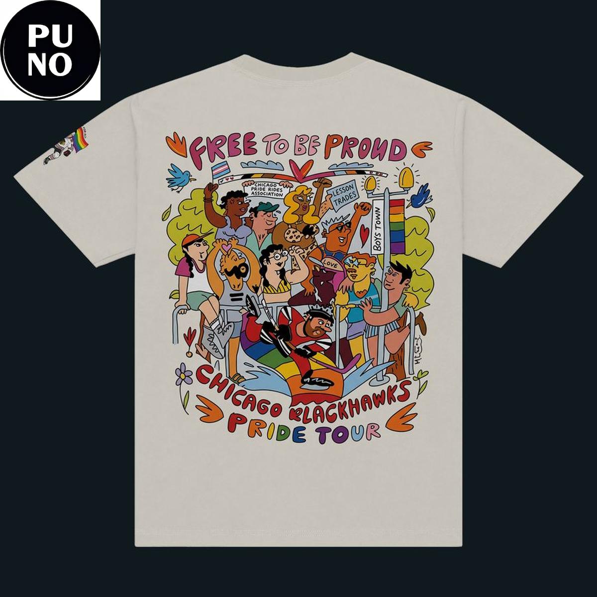 Chicago Blackhawks x Pride Night 2026 Free To Be Proud T-Shirt