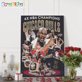 Chicago Bulls 4 Times NBA Champions 2024 Wall Art Poster Canvas