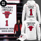 Chicago Bulls Rose Forever 1 White Hoodie Shirt