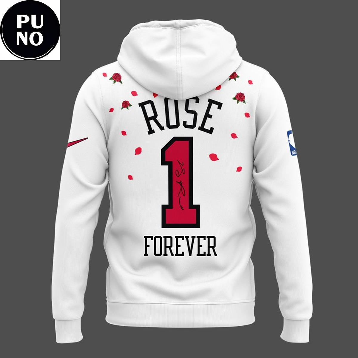Chicago Bulls Rose Forever 1 White Hoodie Shirt