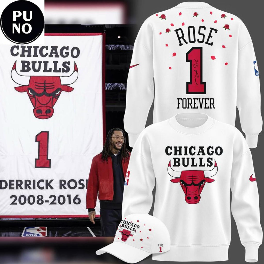 Chicago Bulls Rose Forever 1 White Hoodie Shirt