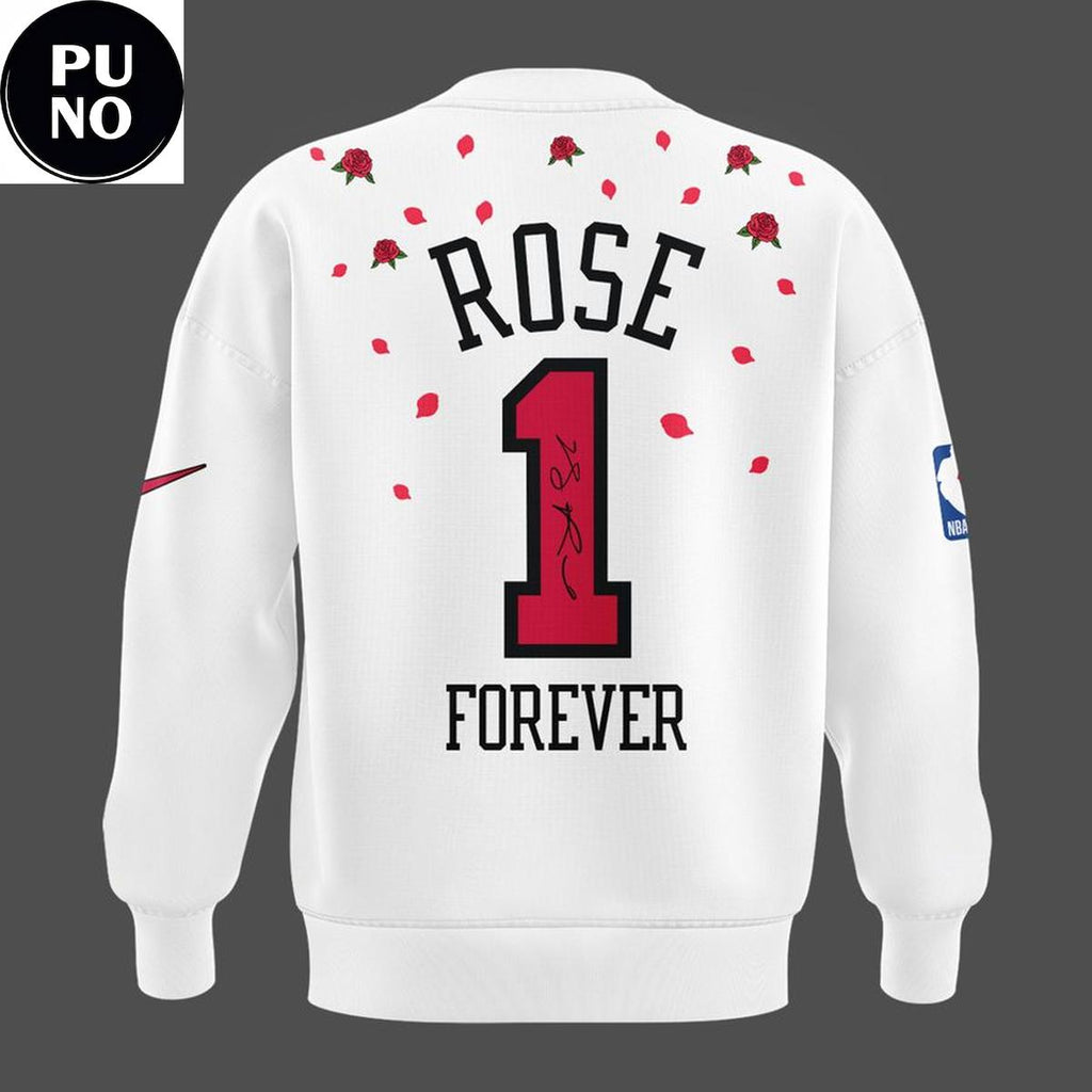 Chicago Bulls Rose Forever 1 White Hoodie Shirt