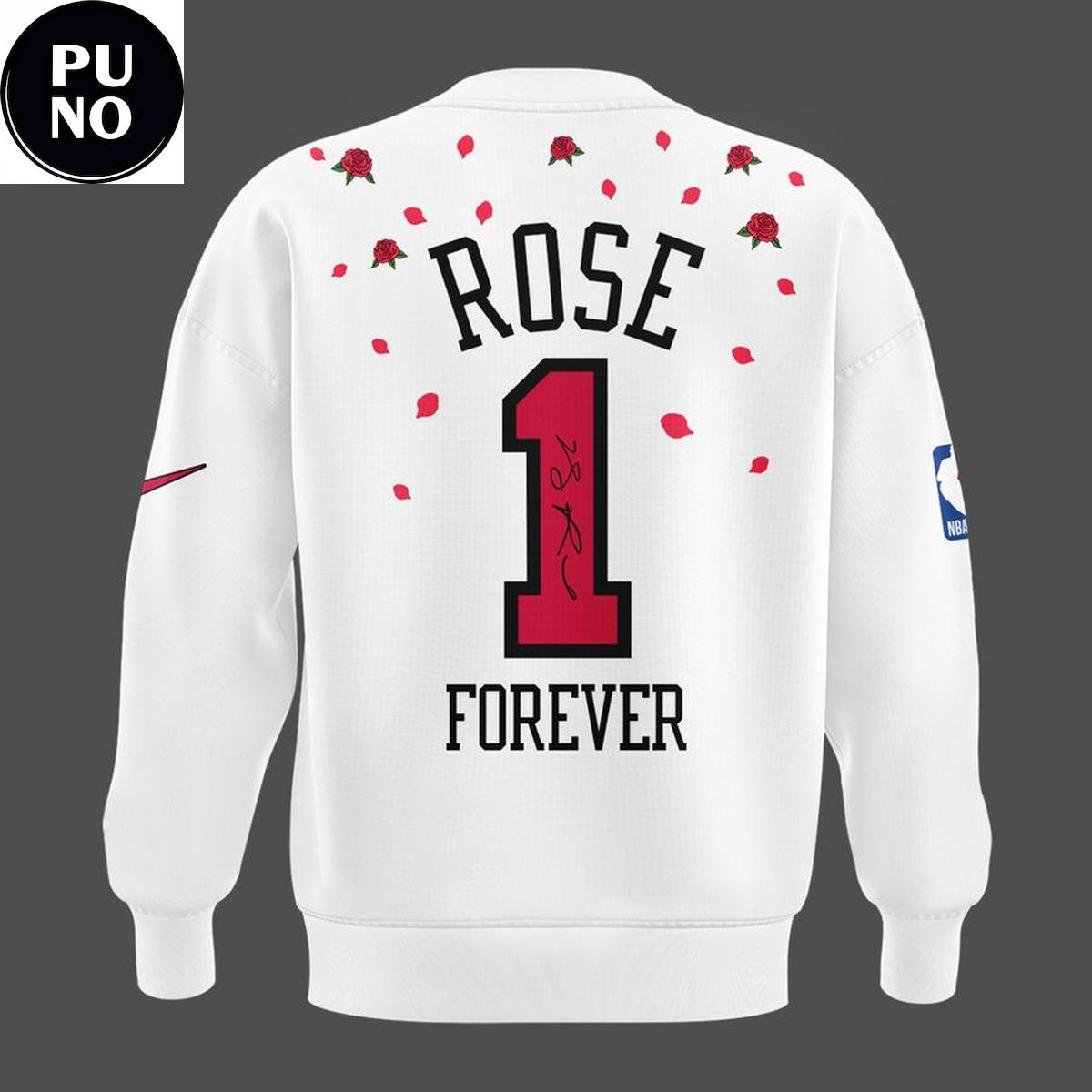 Chicago Bulls Rose Forever 1 White Hoodie Shirt