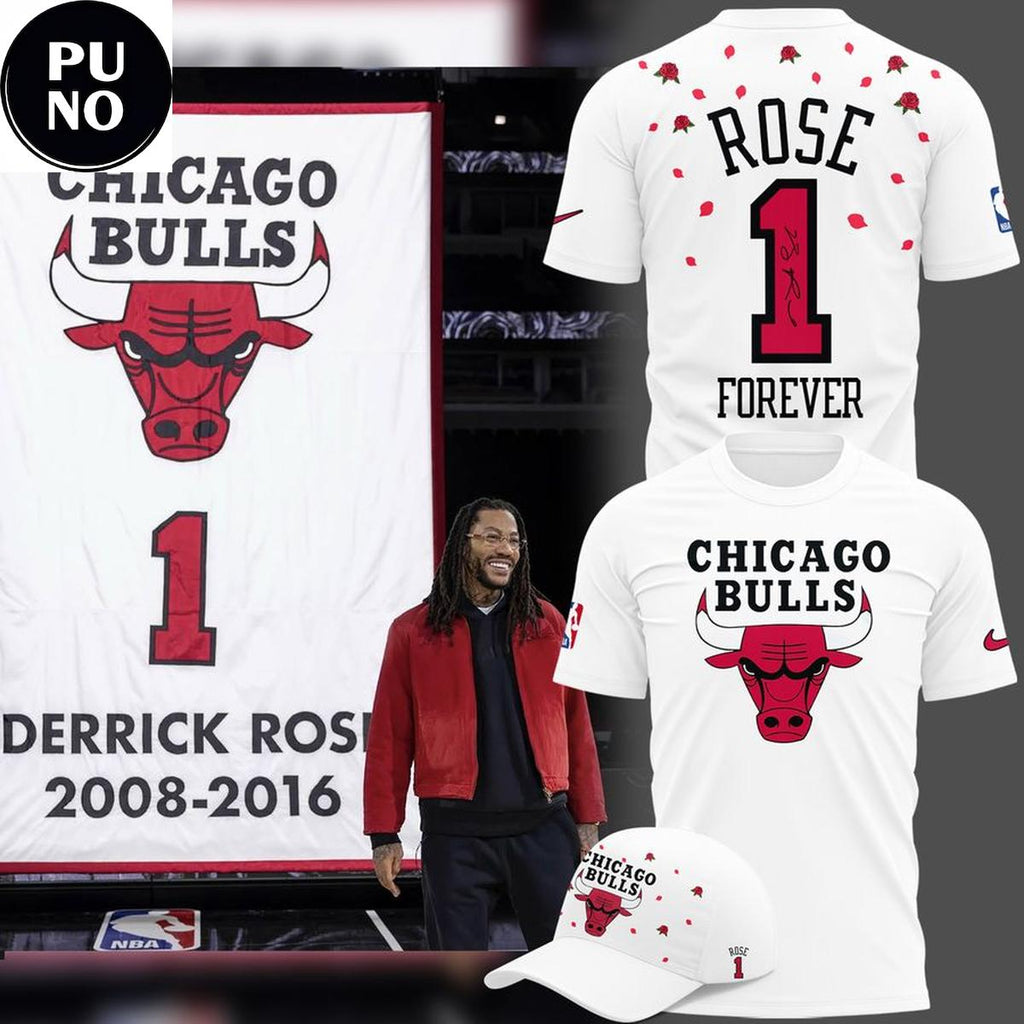 Chicago Bulls Rose Forever 1 White Hoodie Shirt