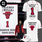 Chicago Bulls Rose Forever 1 White Hoodie Shirt