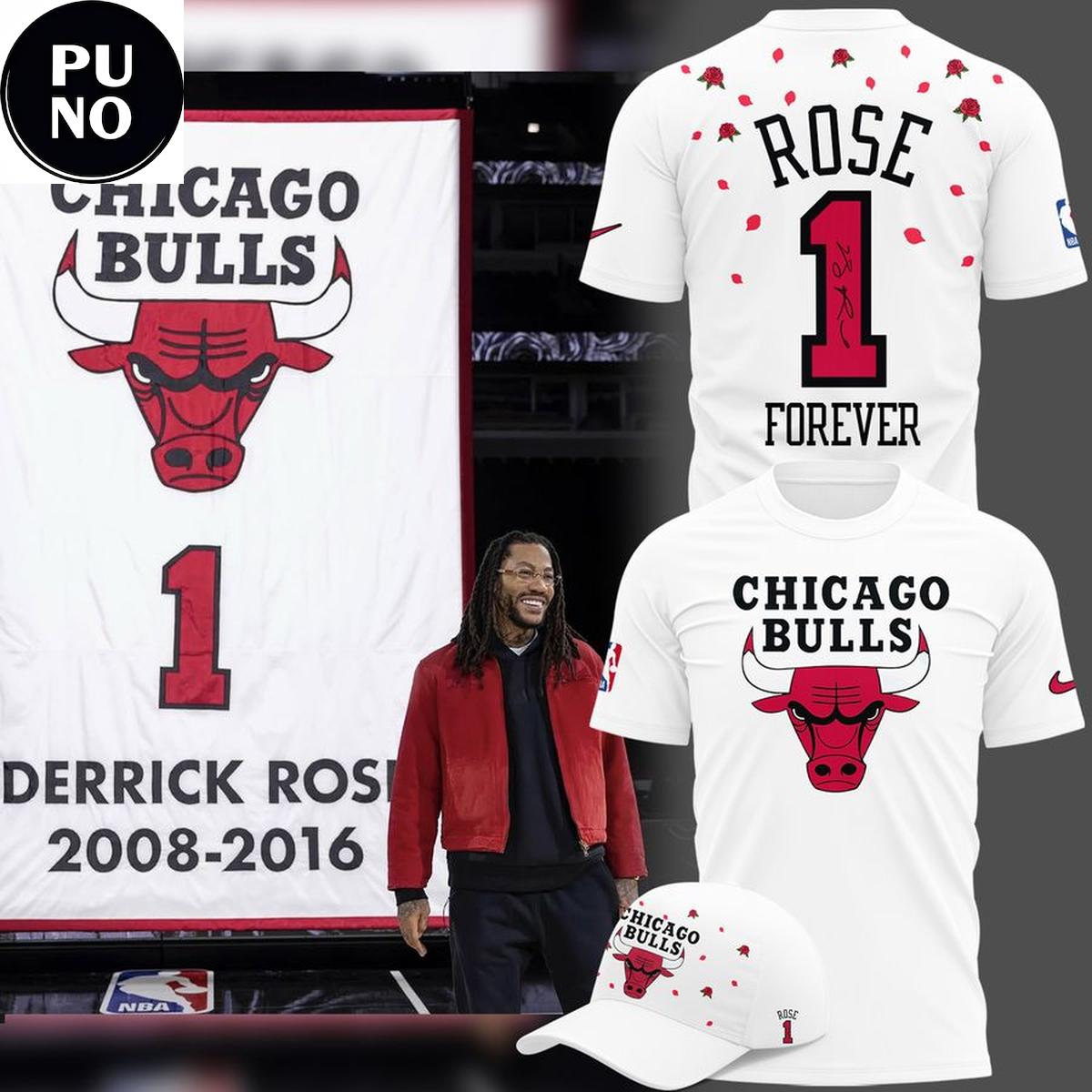 Chicago Bulls Rose Forever 1 White Hoodie Shirt