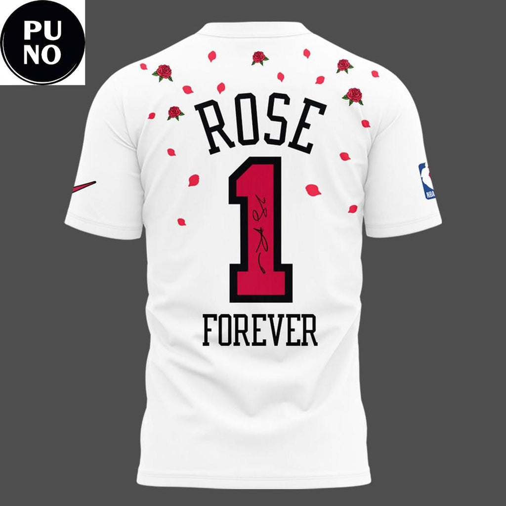 Chicago Bulls Rose Forever 1 White Hoodie Shirt