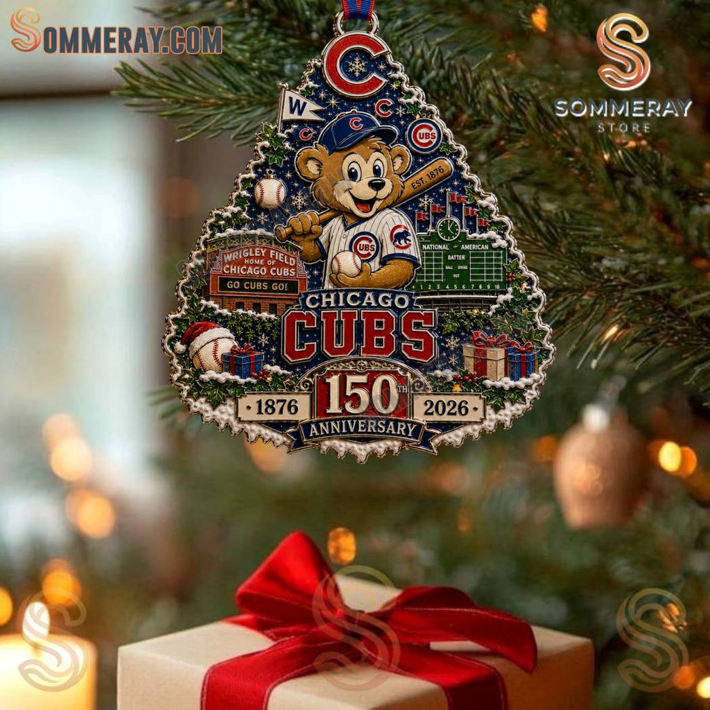 Chicago Cubs 150th Anniversary Tree Christmas Ornament