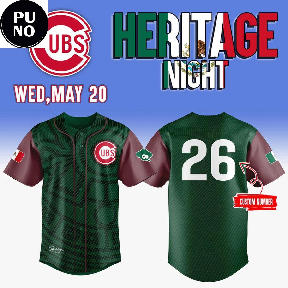 Chicago Cubs x Mexican Heritage Night 2026 Personalized Baseball Jersey