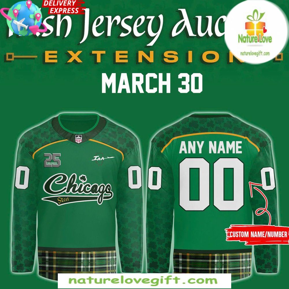 Chicago Steel 25th Season Irish Hockey Jersey Special Edition