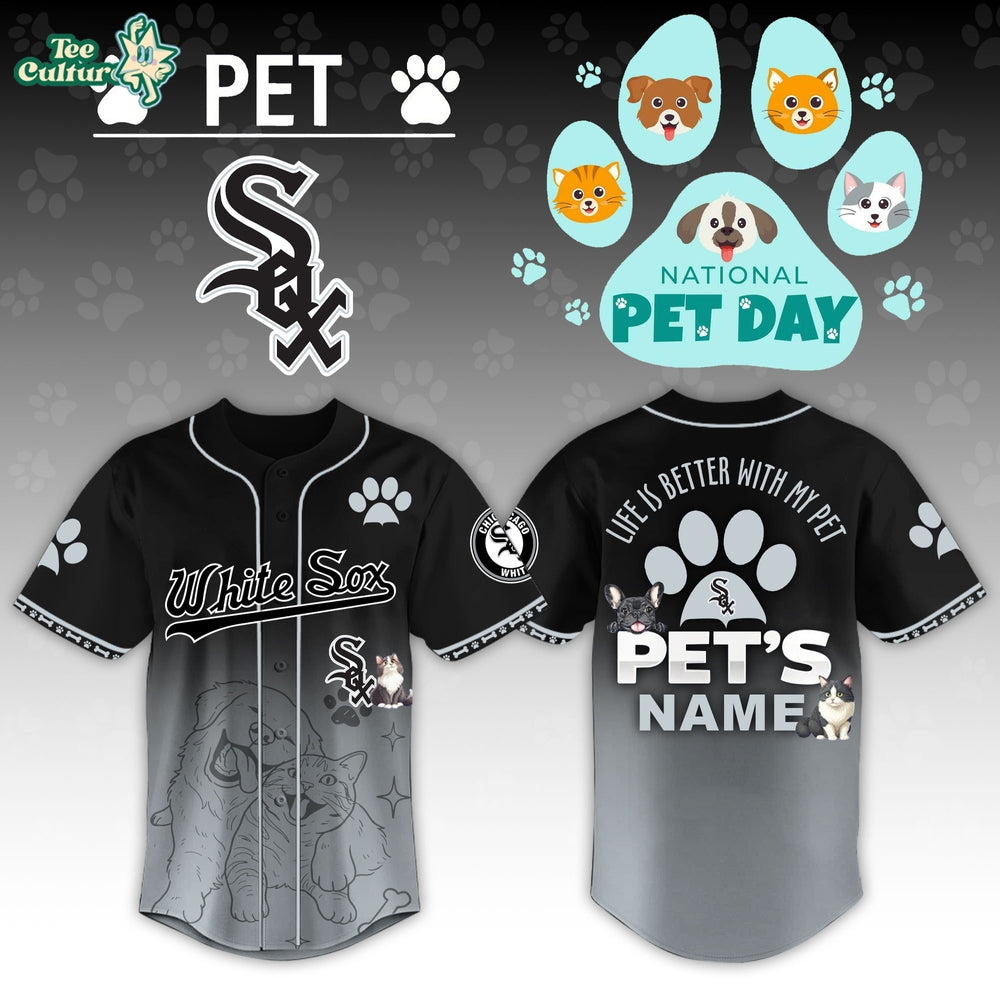 Chicago White Sox x National Pet Day Personalized Baseball Jersey - 3D Baseball Jersey