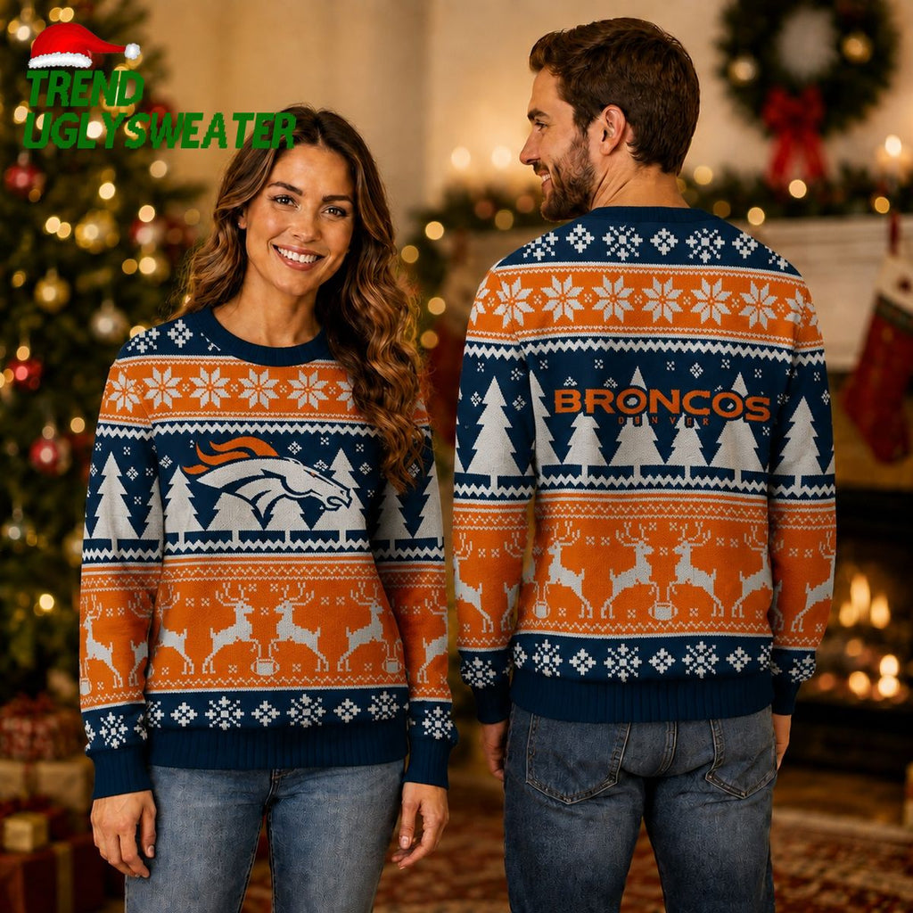Christmas Broncos Reindeer Football Ugly Sweater