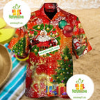 Christmas Wreath Santa Claus Red Hawaiian Outfit Male