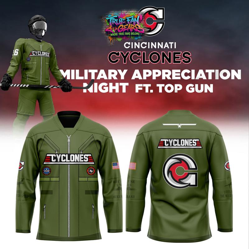 Cincinnati Cyclones MILITARY APPRECIATION NIGHT FT TOP GUN Hockey Jersey