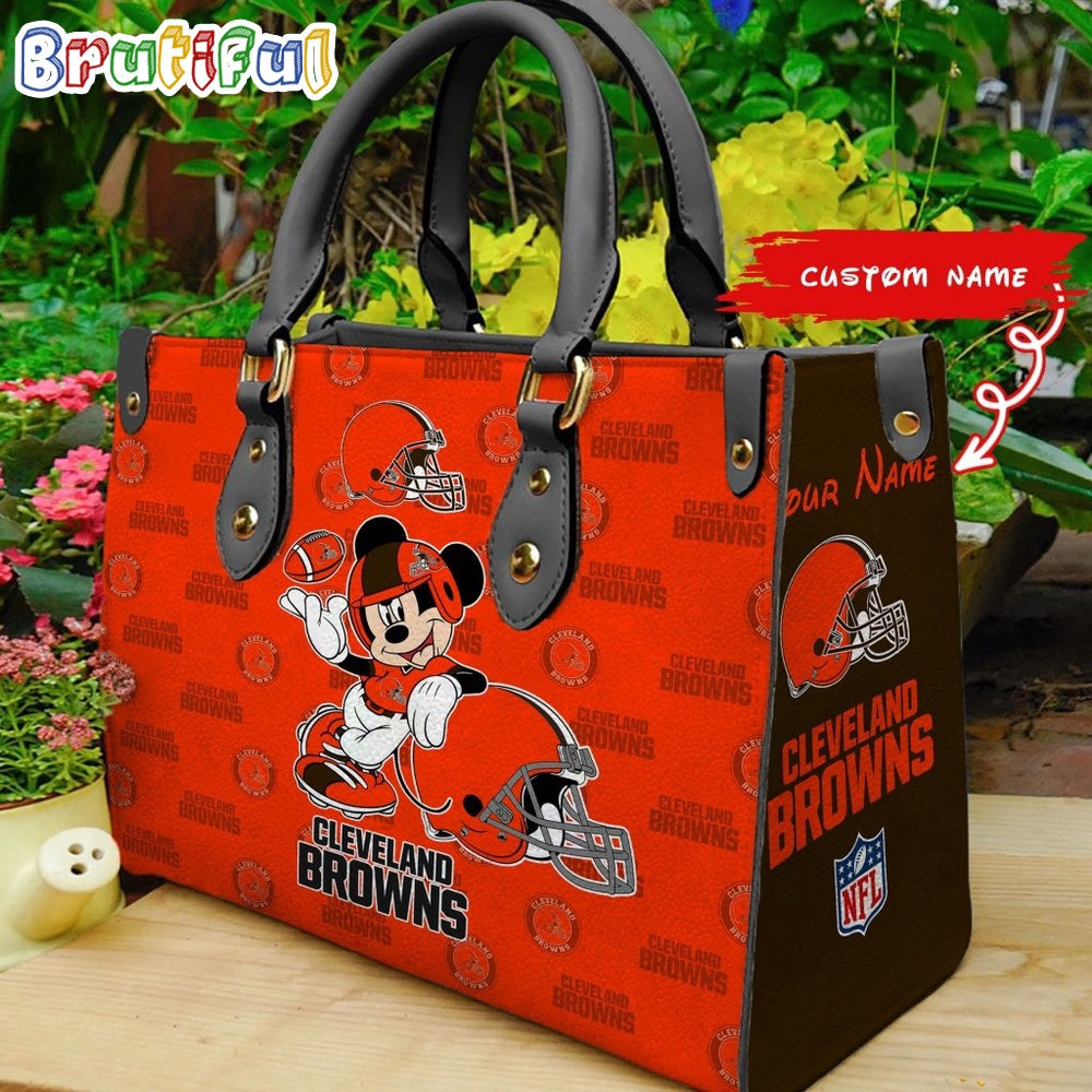 Cleveland Browns Mickey Leather Bag Custom Name Women Bag