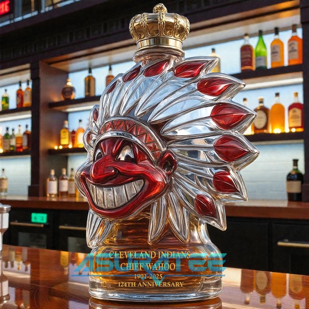 Cleveland Indians Chief Wahoo 124th Anniversary Whiskey Bottle