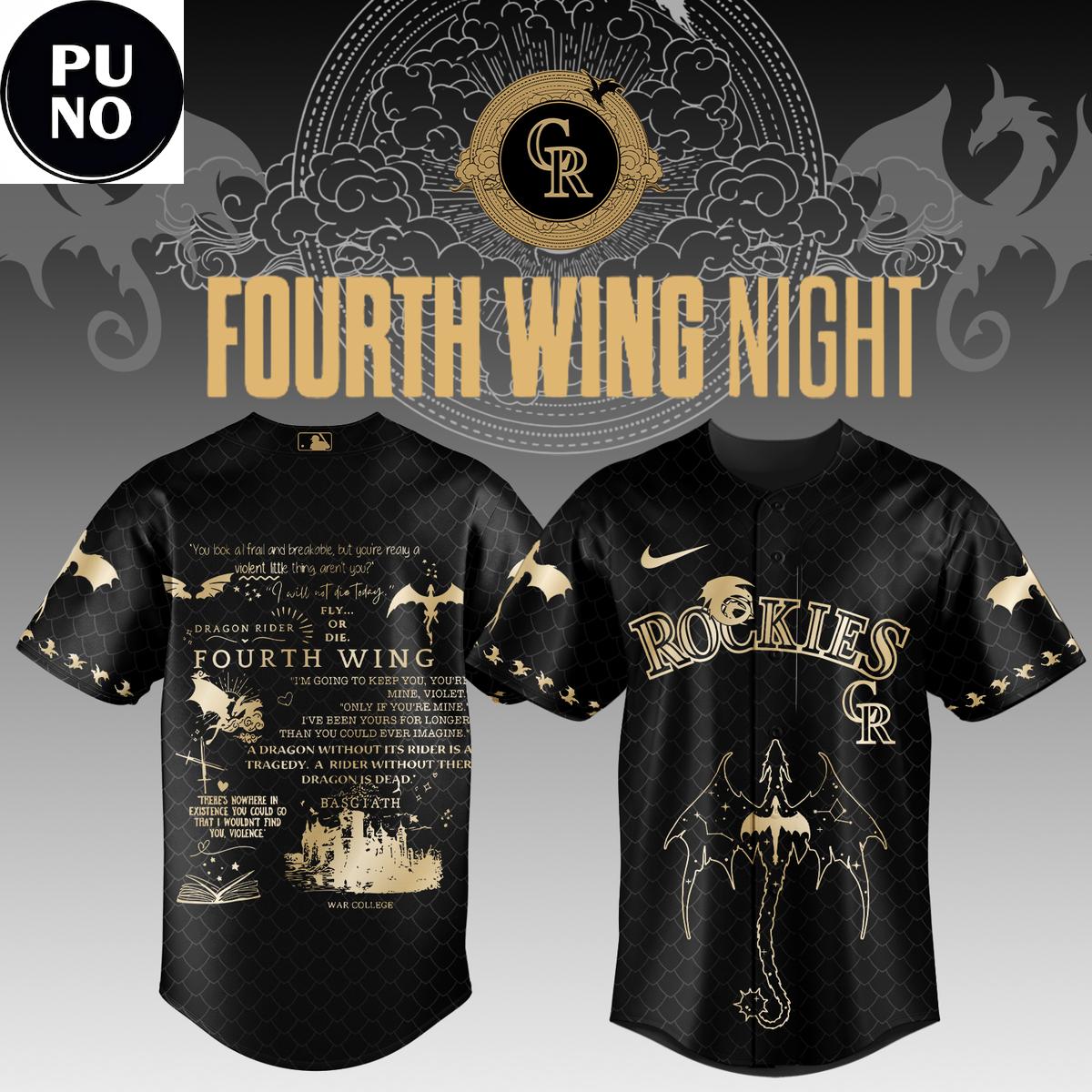 Colorado Rockies x Fourth Wing Night 2026 Gold Black Baseball Jersey