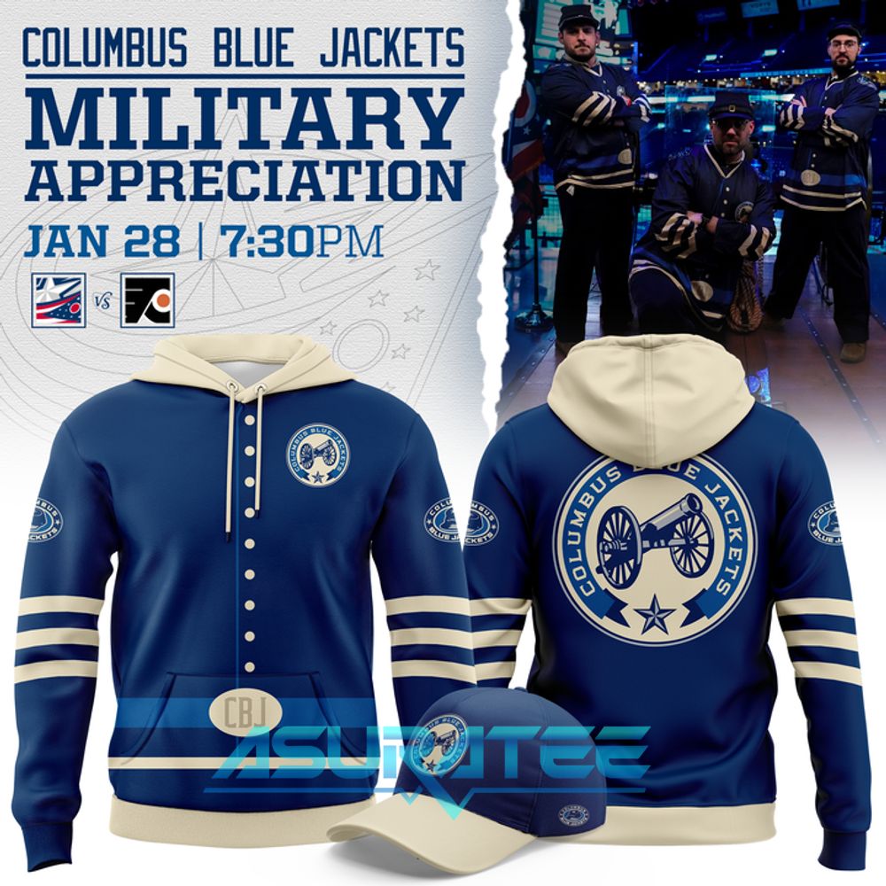 Columbus Blue Jackets 2026 Military Appreciation Night Hoodie, Cap