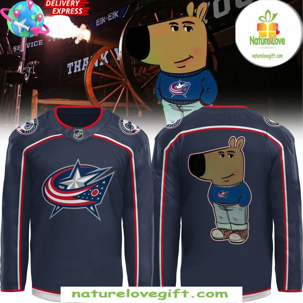 Columbus Blue Jackets Chill Guy Navy Hockey Jersey NHL Fan Gear