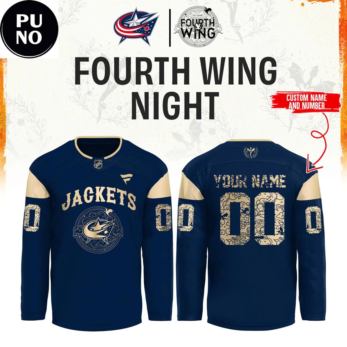 Columbus Blue Jackets x Fourth Wing Night 2026 Personalized Hockey Jersey
