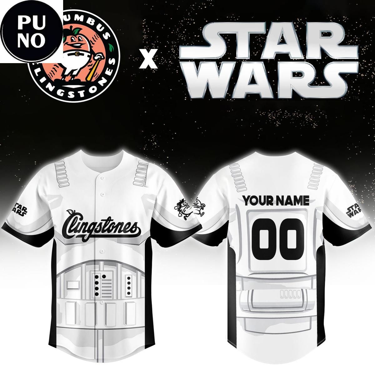 Columbus Clingstones x Star Wars Night 2026 Personalized Baseball Jersey