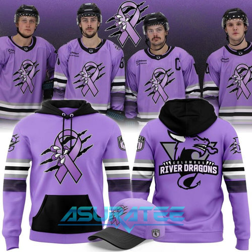 Columbus River Dragons 2025 Hockey Fights Cancer Hoodie Set