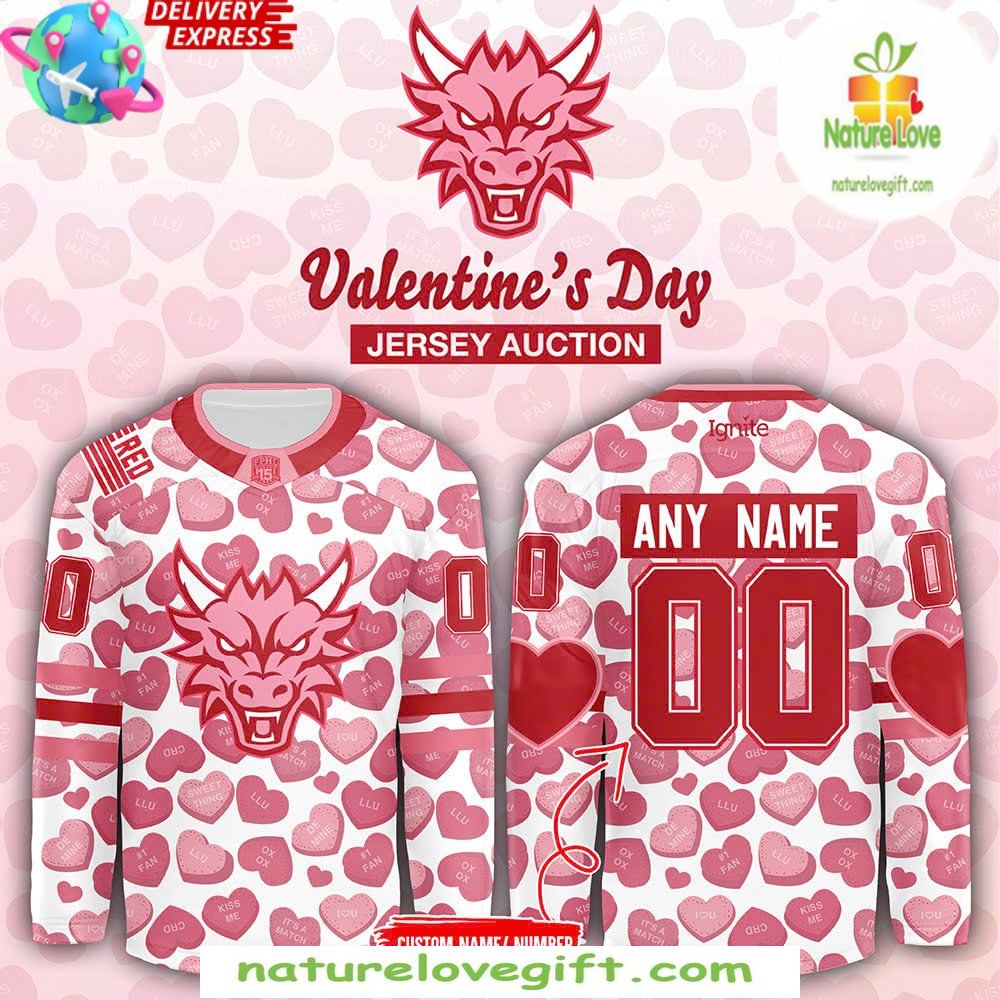 Columbus River Dragons Valentine Jersey Auction Hockey Jersey